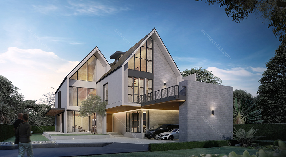 แบบบ้านพักอาศัย  Contemporary Style 585 ตร.ม (ผลงานออกแบบบ้าน) 1