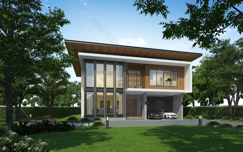 แบบบ้านพักอาศัย  modern style 337 ตร.ม (ผลงานออกแบบบ้าน) 2