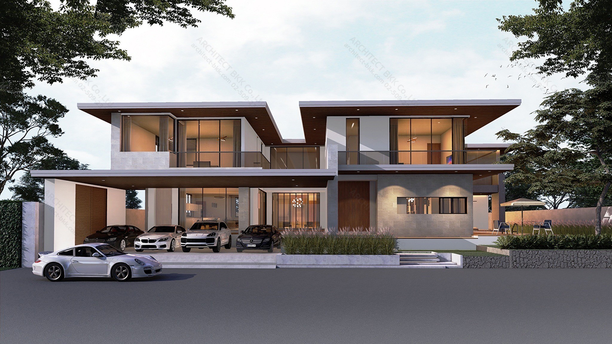 แบบบ้านพักอาศัย  modern luxury 400 ตร.ม (ผลงานออกแบบบ้าน) 1