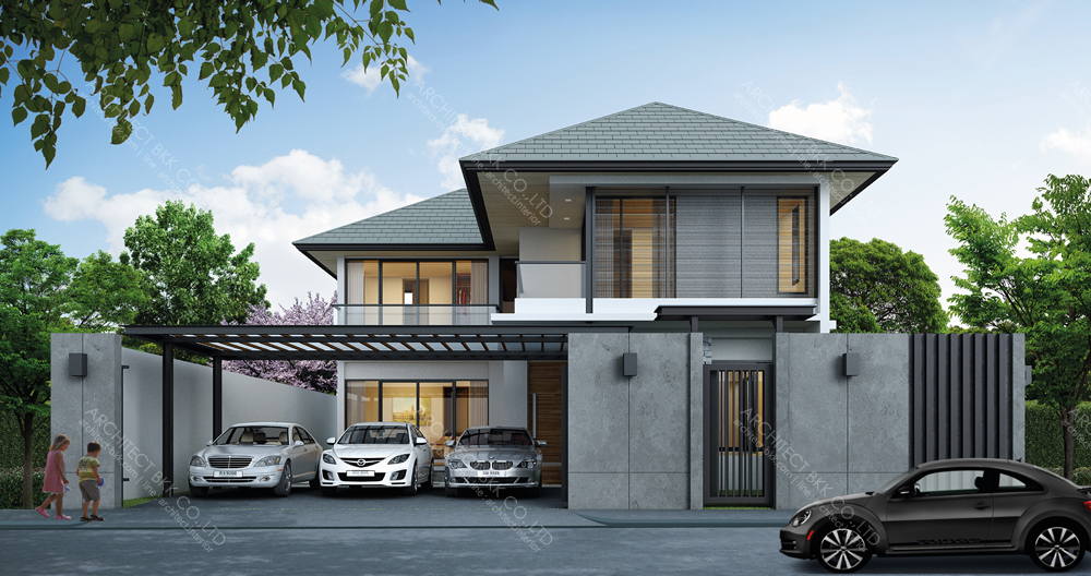 แบบบ้านพักอาศัย  Resort Style 365 ตร.ม (ผลงานออกแบบบ้าน) 2