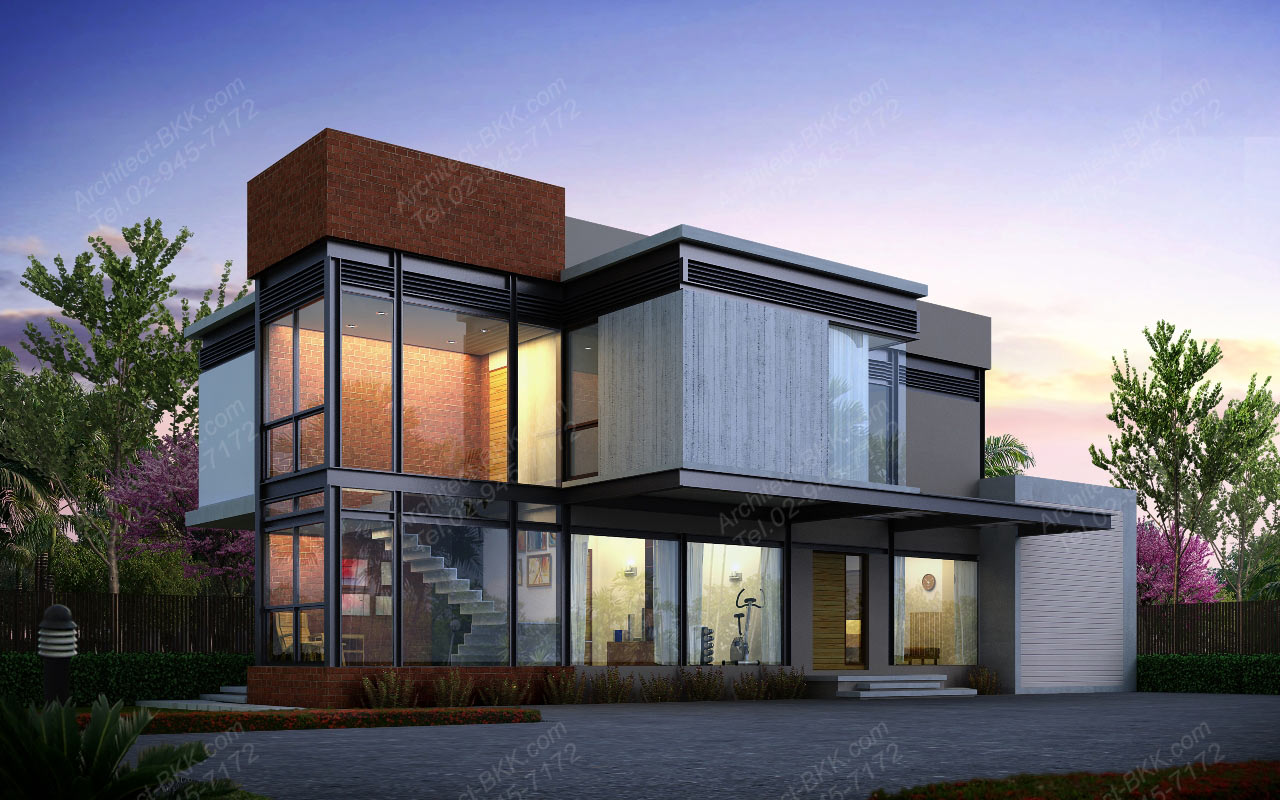 แบบบ้านพักอาศัย แบบโฮมออฟฟิศ modern style 280 ตร.ม (ผลงานออกแบบบ้าน) 1