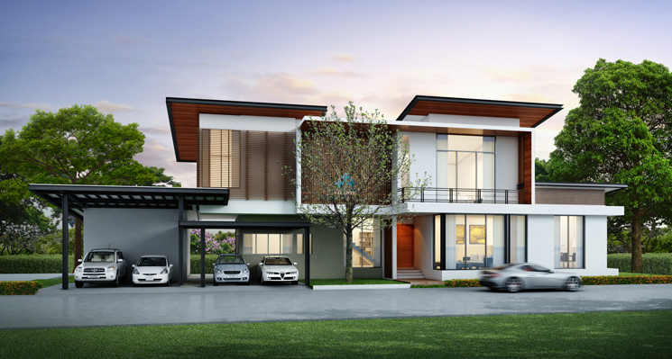 แบบบ้านพักอาศัย  modern style 340 ตร.ม (ผลงานออกแบบบ้าน) 1