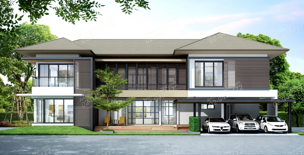 แบบบ้านพักอาศัย แบบบ้าน Tropical Style 335 ตร.ม (ผลงานออกแบบบ้าน) 1