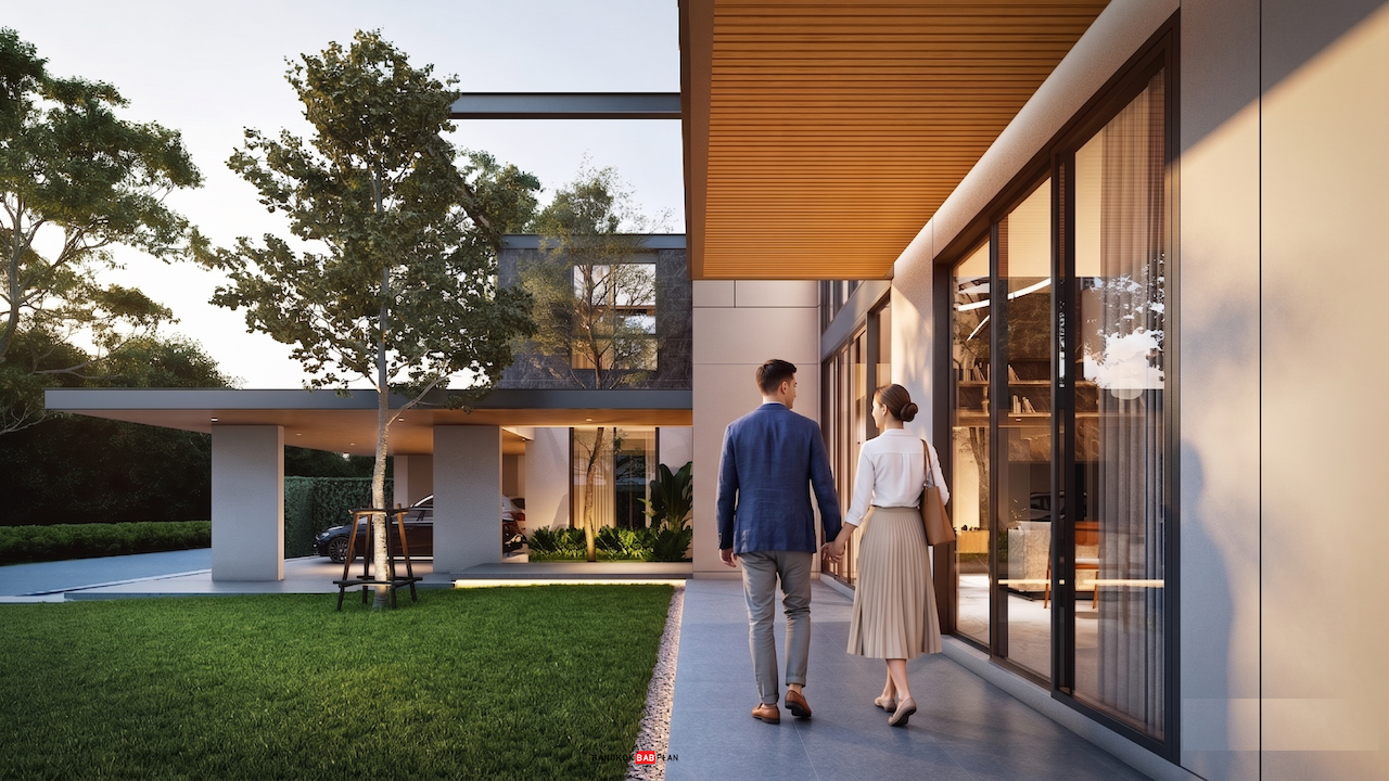 ผลงานออกแบบ บ้านพักอาศัย 450 ตรม. Modern Style ก่อสร้างบางบอน 2